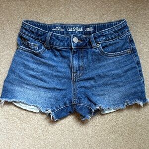 Cat & Jack Girls Frayed Hem Lace Pocket Jean Shorts —medium